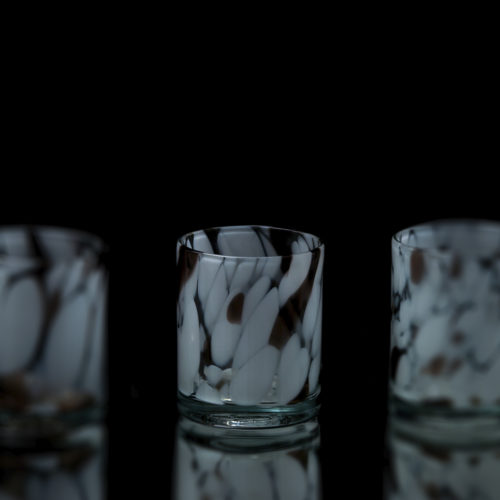 Service carafe + bouchon+ 6 verres opaline mouchetée blanc/marron – Image 5