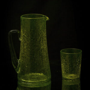 Service broc+ 6 verres plats vert effet craquelé