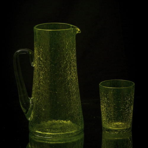 Service broc+ 6 verres plats vert effet craquelé