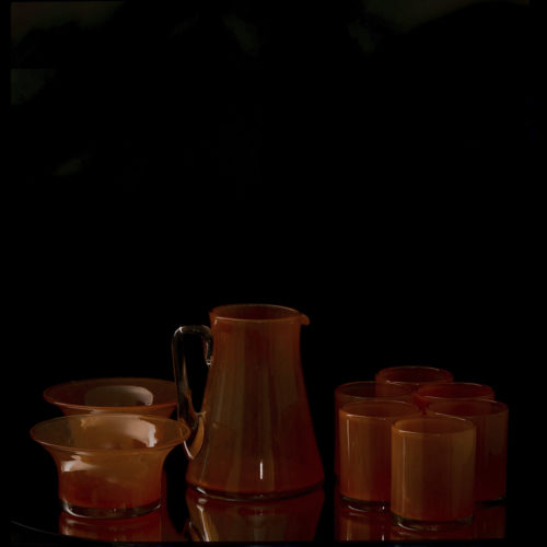 Service broc+6 verres plats + 2 coupes apéritif corail mate