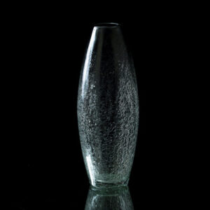 Vase larme grand modèle en verre soufflé transparent effet craquelé