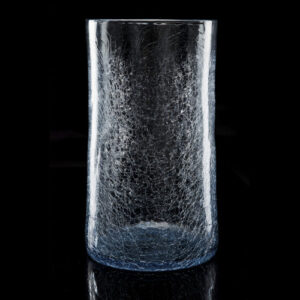 Vase cylindrique grand modèle en verre soufflé transparent effet craquelé