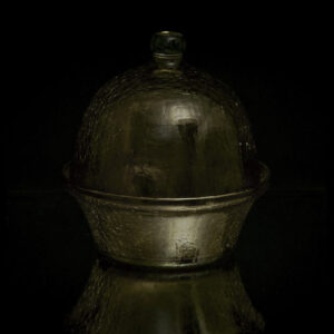 Coupe et sa cloche verre soufflé effet craquelé champagne doré