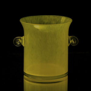 Seau à glace en verre soufflé jaune anses escargots