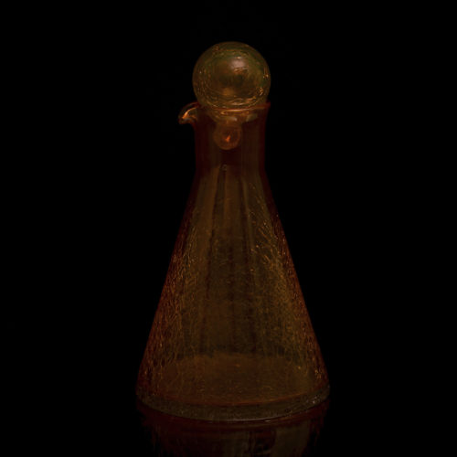 Service carafe + bouchon + 6 verres plats étranglés mandarine effet craquelé – Image 2