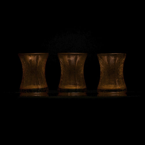 Service carafe + bouchon + 6 verres plats étranglés mandarine effet craquelé – Image 4